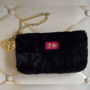 JUICY COUTURE FAUX FUR WRISTLET black